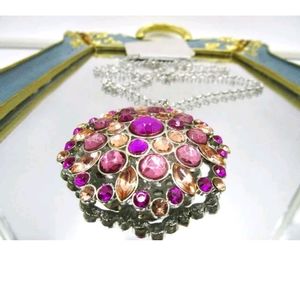 New multi color crystal silvertone necklace